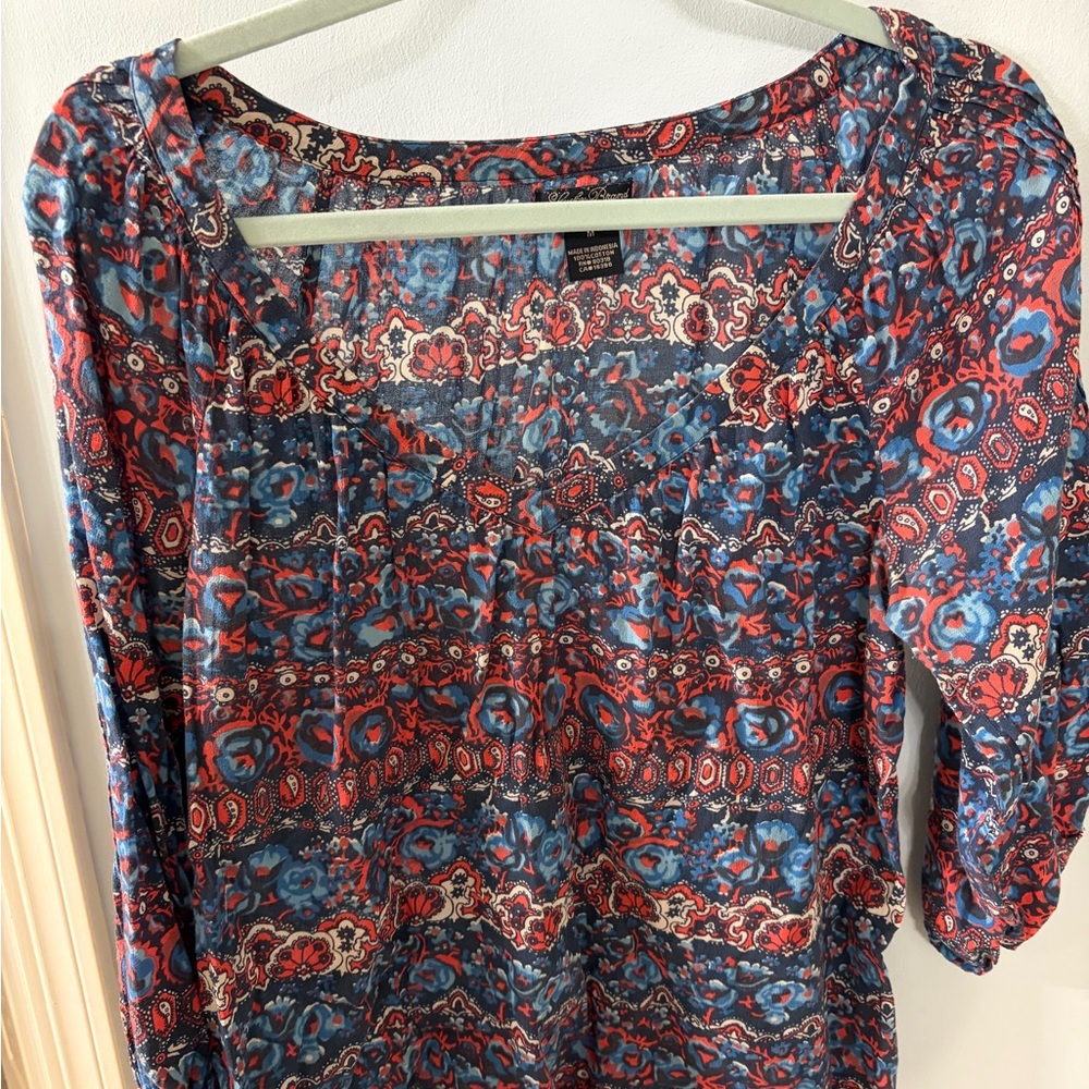 Lucky Brand Red and Blue Paisley Top